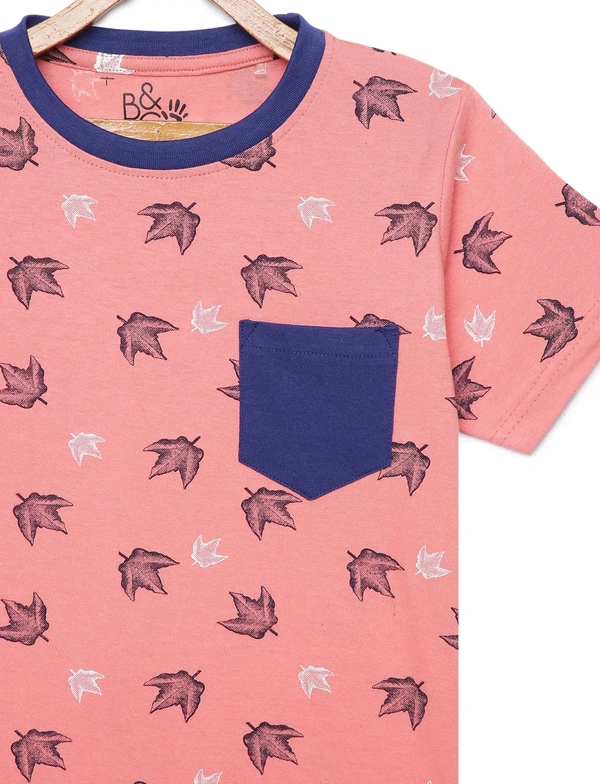 100% Cotton Half Sleeves Graphic Print T-Shirts for Boys - 4-5 Years(24), Multicolor