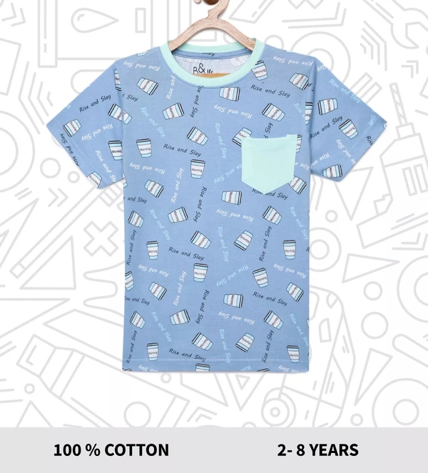 100% Cotton Half Sleeves Graphic Print T-Shirts for Boys - 4-5 Years(24), Multicolor