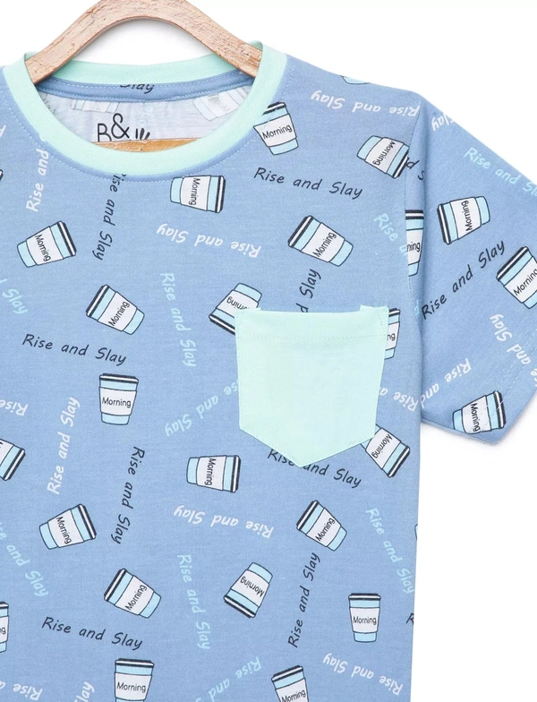 100% Cotton Half Sleeves Graphic Print T-Shirts for Boys - 4-5 Years(24), Multicolor