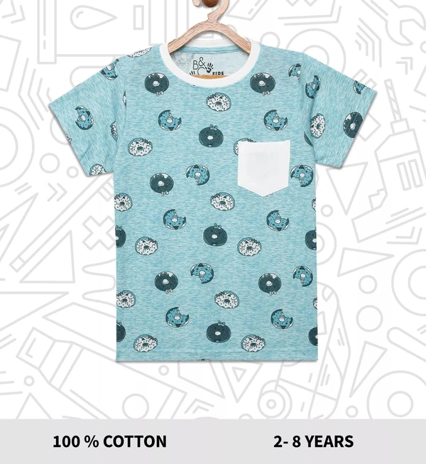 100% Cotton Half Sleeves Graphic Print T-Shirts for Boys - 7-8 Years(28), Multicolor