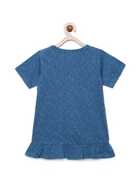 100% Cotton Half Sleeves Graphic Print T-Shirts For Girls - 5-6 Years(26), Blue