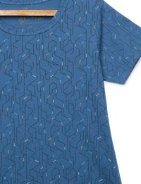 100% Cotton Half Sleeves Graphic Print T-Shirts For Girls - 5-6 Years(26), Blue