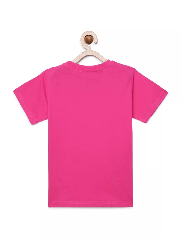 100% Cotton Half Sleeves Graphic Print T-Shirts For Girls-Little Princess - 4-5 Years(24), Pink