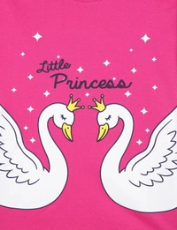100% Cotton Half Sleeves Graphic Print T-Shirts For Girls-Little Princess - 4-5 Years(24), Pink