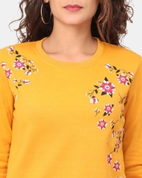 Polyester Full Sleeves Round Neck Graphic Sweatshirt For Women - L, Mustard