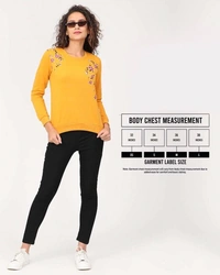 Polyester Full Sleeves Round Neck Graphic Sweatshirt For Women - L, Mustard