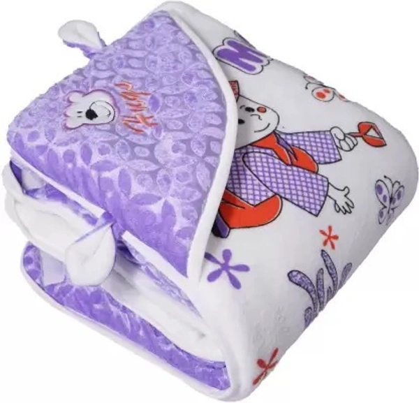Cotton Blend Cartoon Printed Blanket For 0-2 Years Baby - Free Size, Purple