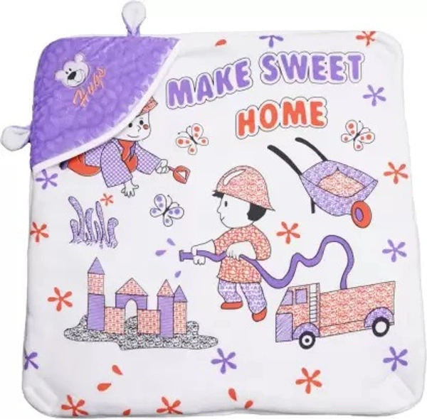 Cotton Blend Cartoon Printed Blanket For 0-2 Years Baby - Free Size, Purple