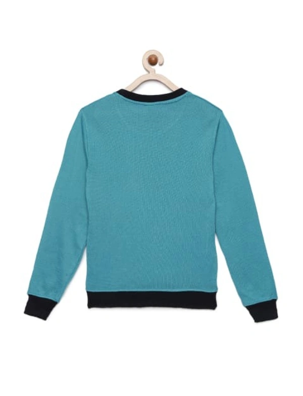 Knit Sweater With Front Graphic And Contrast Neckline For Boys - 11-12 Years(34), Teal
