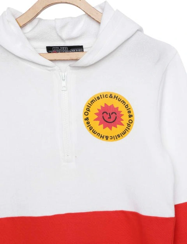 Premium Quality Kids Unisex Red/White Hooded Sweatshirt - 9-10 Years(32), Multicolor