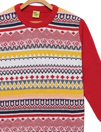 Jacquard Print Sweater / Winterwear For Girls - RED - 9-10 Years(32), Red
