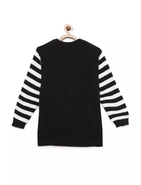 Jacquard Print Winter Wear/Sweater For Girls-BLACK - 9-10 Years(32), Black