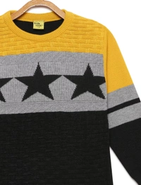 8 Single Poly Full Sleeves Regular Print Sweater For Boys - 4-5 Years(24), Mustard