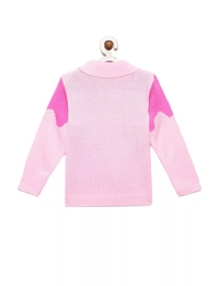 Beautiful Pink Color Acrylic Regular Print Fully Closed Full Sleeves Winter Wear / Sweater For Girls - 3-4 Years(22), Pink