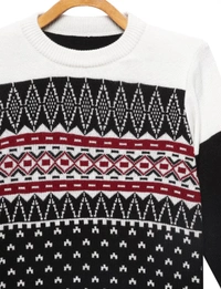 Acrylic Regular Print Fully Closed Full Sleeves Winter Wear / Sweater For Kids - Boys - 9-10 Years(32), Off White