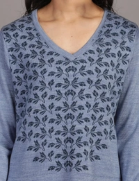 Winter Wear Acrylic Acro Wool Knee Length Straight Kurti For Women-Winter Collection -BLUE (Size - M/L And XL/XXL) - XL/2XL, Blue