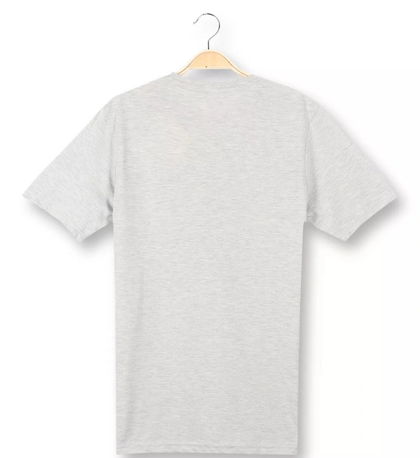 Cotton Rich Round Neck Graphic Print T-Shirt Men- SUPER BOY - Medium(M), Grey Melange