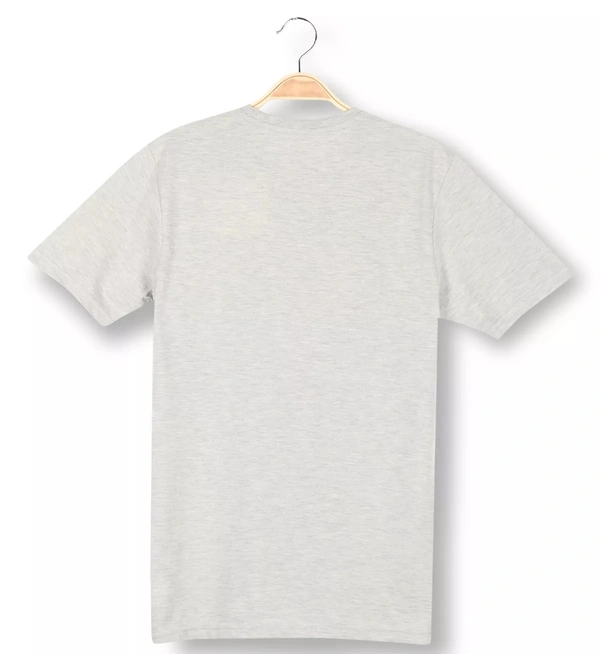 Cotton Rich Round Neck Graphic Printed T-Shirt Men- NYC - Medium (M), Grey Melange