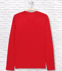 Cotton Rich Henley Neck Logo Print T-Shirt for Men - RED - Medium (M), Red