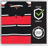 Cotton Rich Collar Neck Striped T-Shirt Men-Black And Red - Medium (M), Red & Black