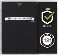 Cotton Rich Round Neck Graphic Print T-Shirt Men-Beyond Imagination - Medium (M), Black