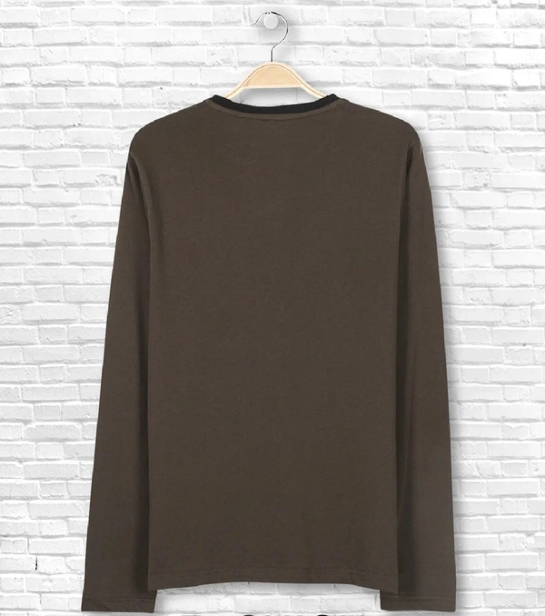 Cotton Rich Henley Neck Solid / Plain T-Shirt Men - Medium (M), Olive