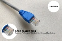 CAT 6 LAN Cable With RJ45 Connector And RJ45 Rubber Hood - 3 Meter