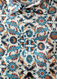 Sanganeri Floral Print Heavy Makhmal Full Sleeves All Over Printed Shirt For Men's - L