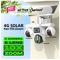Active Pixel 4G Solar Pan-Tilt-Zoom Camera|| 4 Camera|| 5 Lense || 10x Zoom