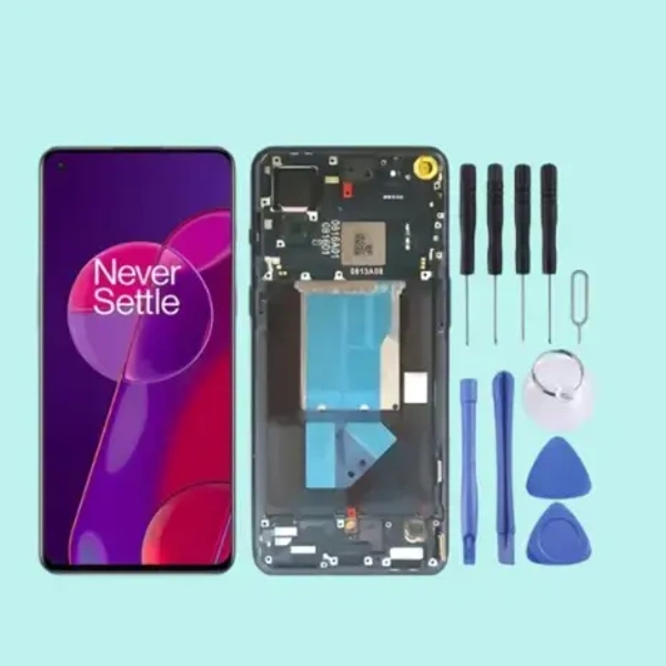 OnePlus 9RT 5G Full Original Display with Frame & All Parts | Hacker Black / Nano Black | 14 Days Warranty - Neno Silver