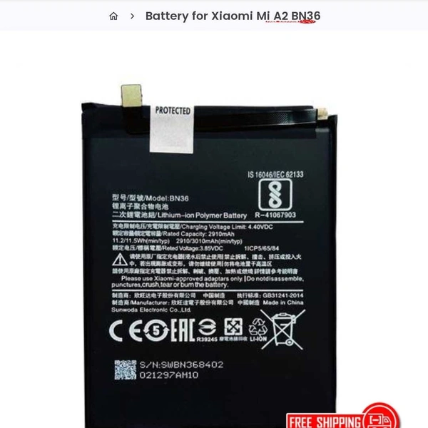 Redmi/Xiaomi Mi A2 BN36 Original Battery – 14 Days Warranty