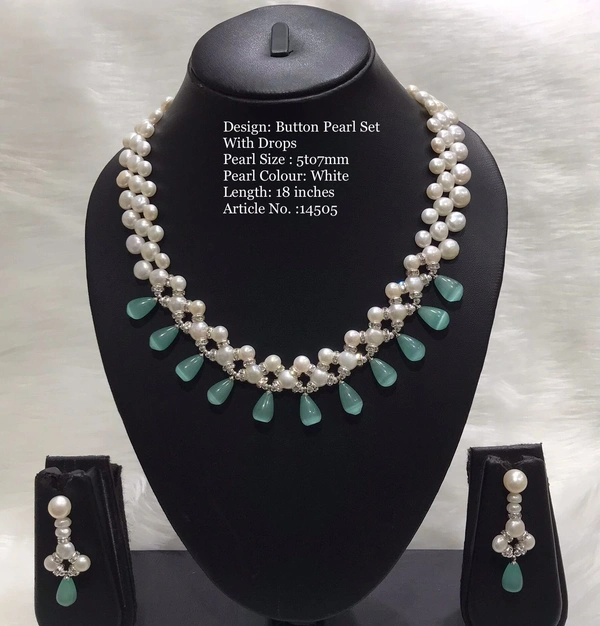 Pearl Necklace - PN201 - 18 inches length, Green
