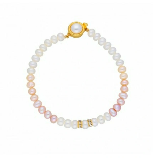 1 Layer Pearl Bracelet - PB-307 - Adjustable, White Pink Peach, 4 MM