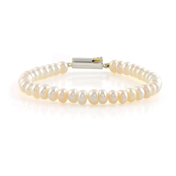 Half Round Pearl Bracelet - PB126 - Adjustable, 4 MM, White