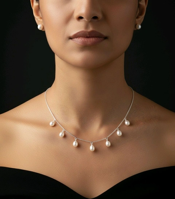  7 Pearl Silver Plated Necklace - PC172
