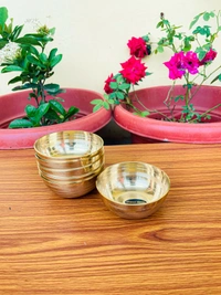 VIKRAM METAL Brass Katori set of 6 - 1.5 INCH X 3.2 INCH, GOLDEN, 150 ML