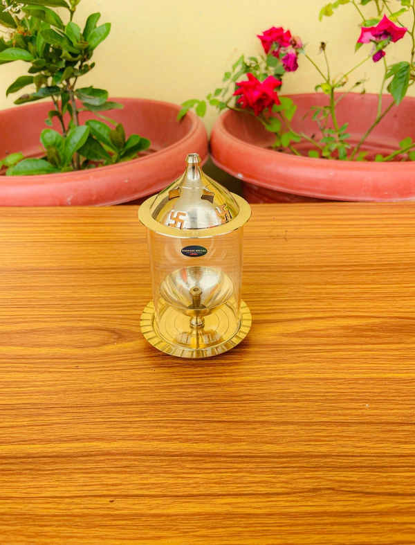 VIKRAM METAL Brass Akhand Diya - 4 INCH, GOLDEN