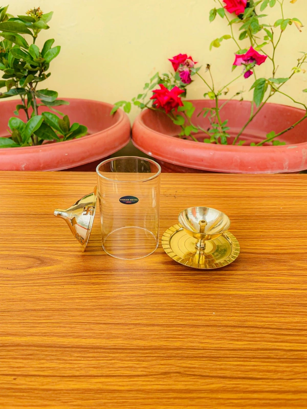 VIKRAM METAL Brass Akhand Diya - 4 INCH, GOLDEN