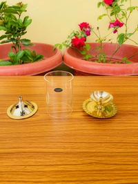 VIKRAM METAL Brass Akhand Diya - 4 INCH, GOLDEN