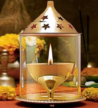VIKRAM METAL Brass Akhand Diya - 6 INCH, GOLDEN