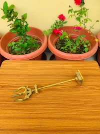 VIKRAM METAL Brass Trishul - 13.5 INCH, GOLDEN