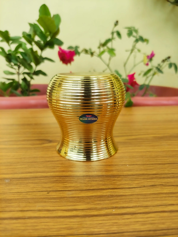 VIKRAM METAL Brass Ring Design Lota - 3.3 INCH, GOLDEN, 350 ML