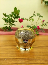 VIKRAM METAL Brass Embossed Lota - 3.4 INCH, GOLDEN, 350 ML
