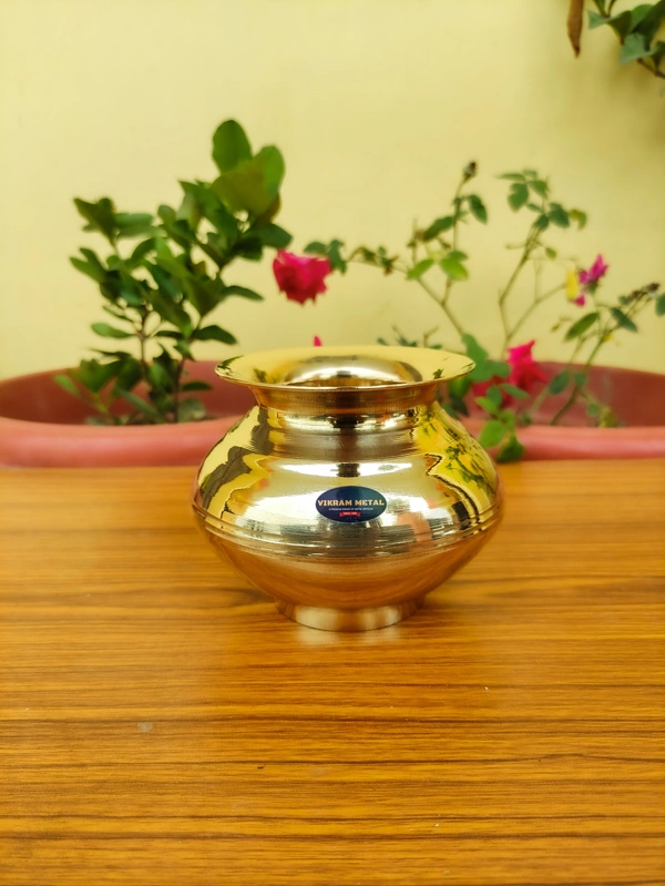 VIKRAM METAL Brass mugal Plain lota - 4 INCH, GOLDEN, 400 ML