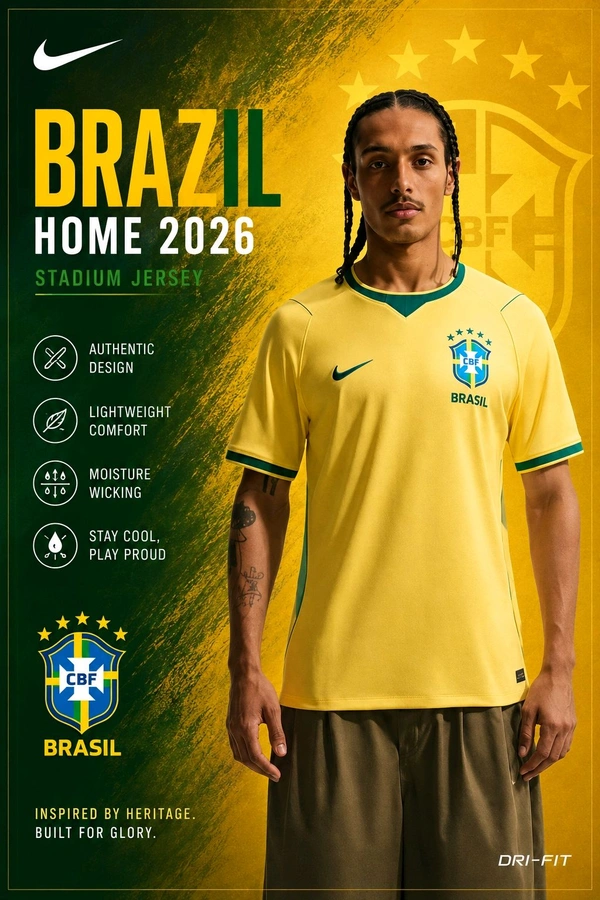 BRAZIL HOME JERSEY for FIFA WORLD CUP 2026 - M