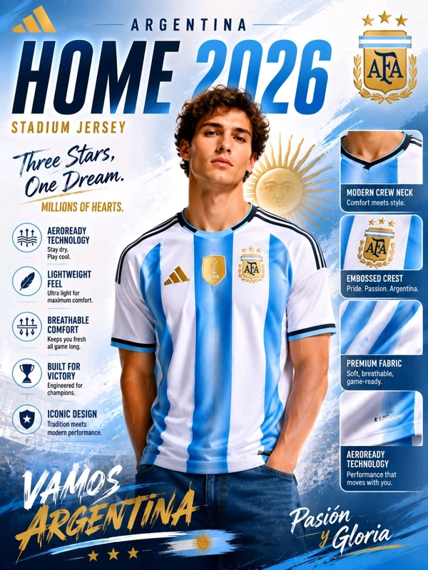 ARGENTINA HOME JERSEY for FIFA WORLD CUP 2026 - L