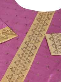 Cotton Silky Slub Jacquard & Rhinestone Work Pink Kurti - Fuchsia Pink, L