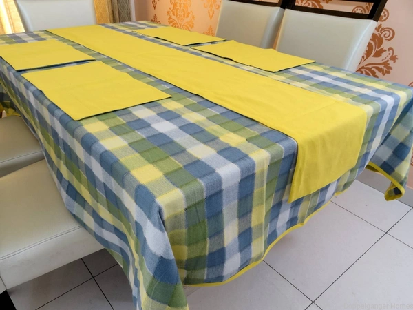 Doppelganger Homes Cotton Dining Table Cover, Runner & Placemat set (8PCS)-44