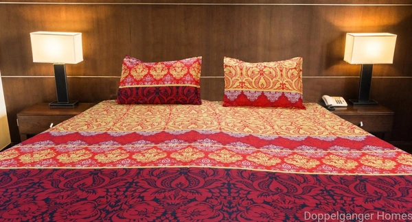 Doppelganger Homes Damask Design Printed Double Bedsheet-28