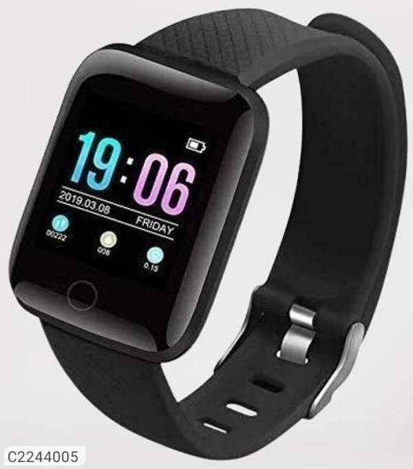 ID116 Plus Smart Fitness Tracker Color Screen Smartwatch - Black, Free